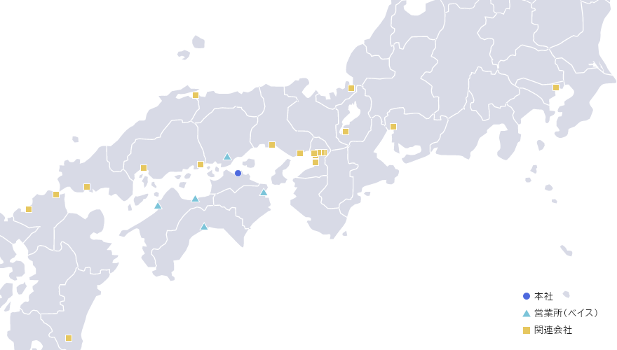 本社・営業所（ベイス）・関連会社地図